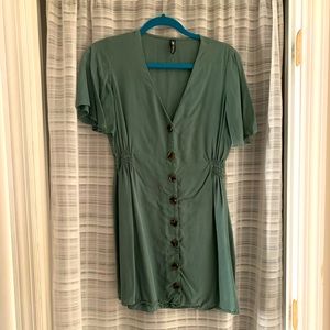 Zara sea foam green button down dress